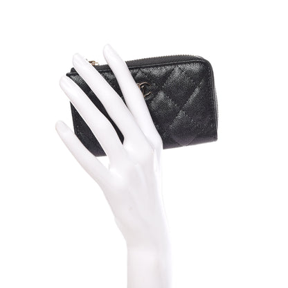 Chanel Iridescent Caviar Quilted Zipped Key Holder Case Black 2 of 8