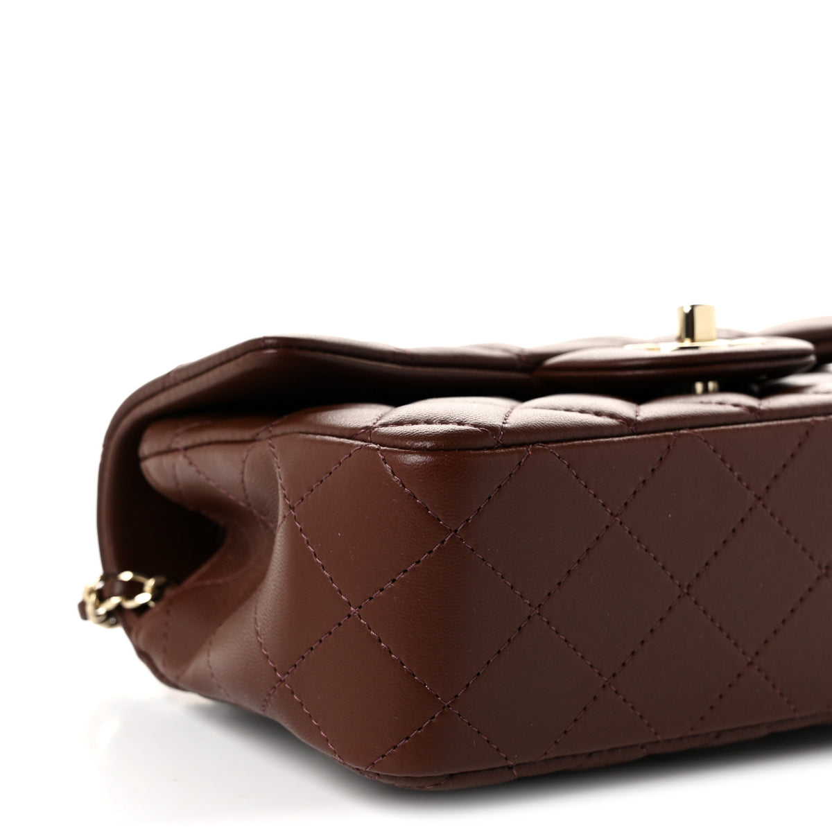 Chanel Lambskin Quilted Mini Top Handle Rectangular Flap Dark Brown 9 of 10