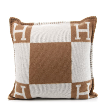 Hermes Wool Cashmere Avalon Pillow PM Ecru Camel 1 of 3
