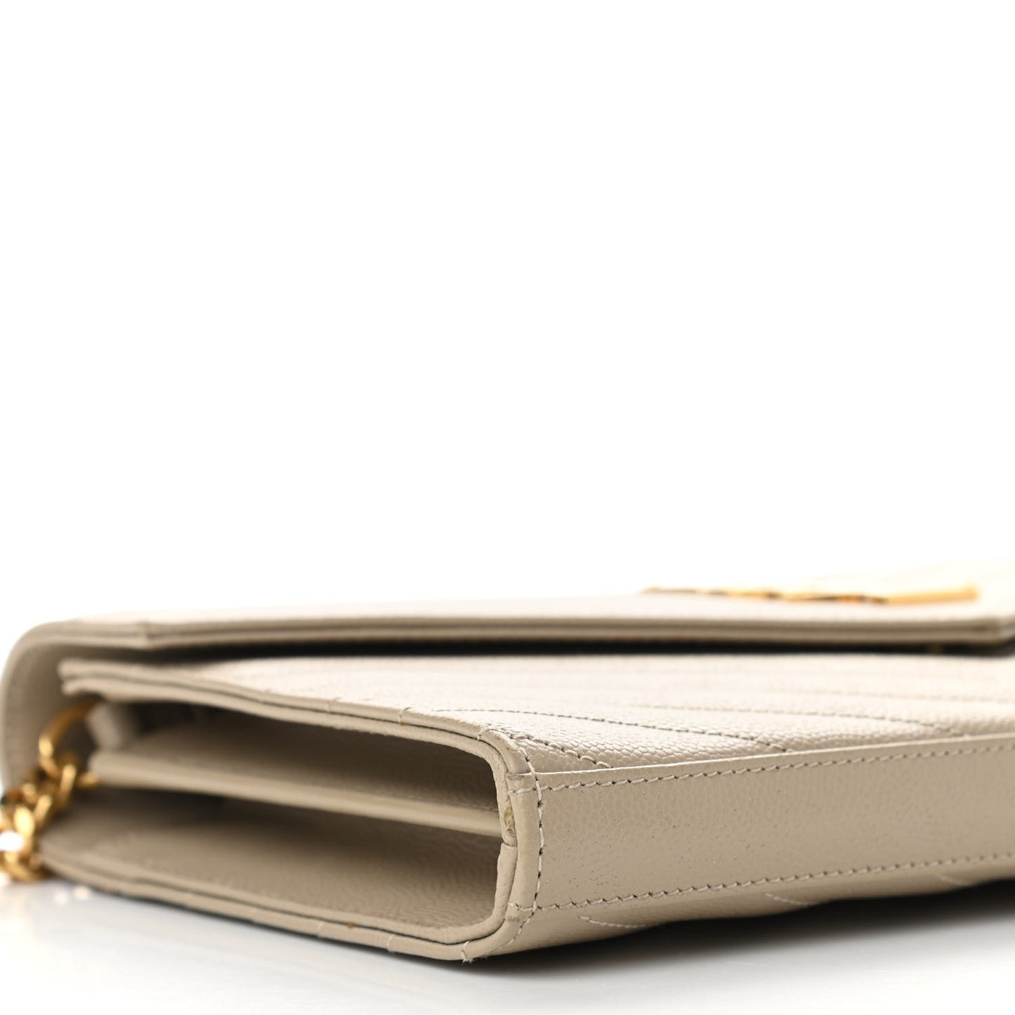 Grain De Poudre Matelasse Chevron Monogram Chain Wallet Sea Salt
