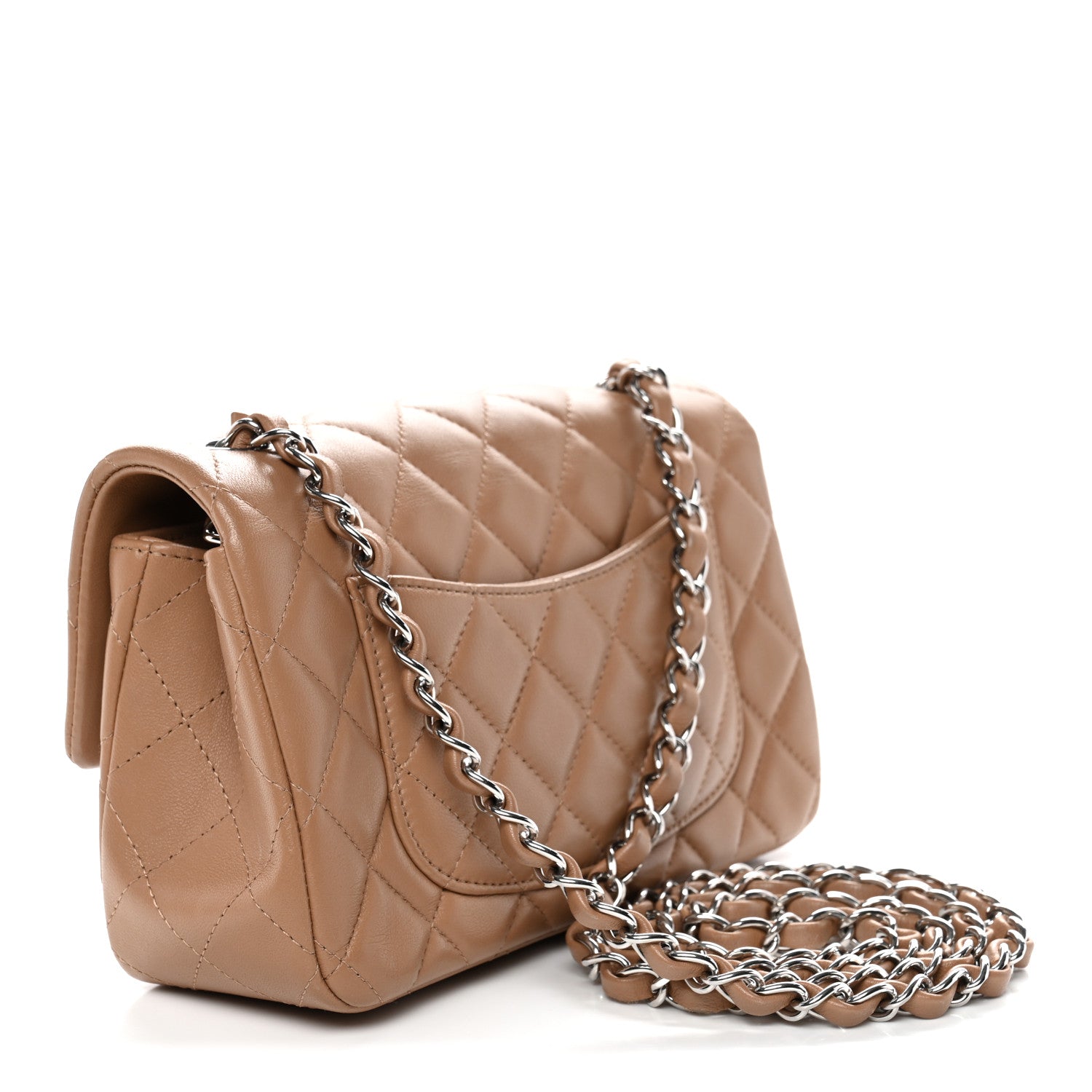 Chanel Lambskin Quilted Mini Rectangular Flap Beige 1854652