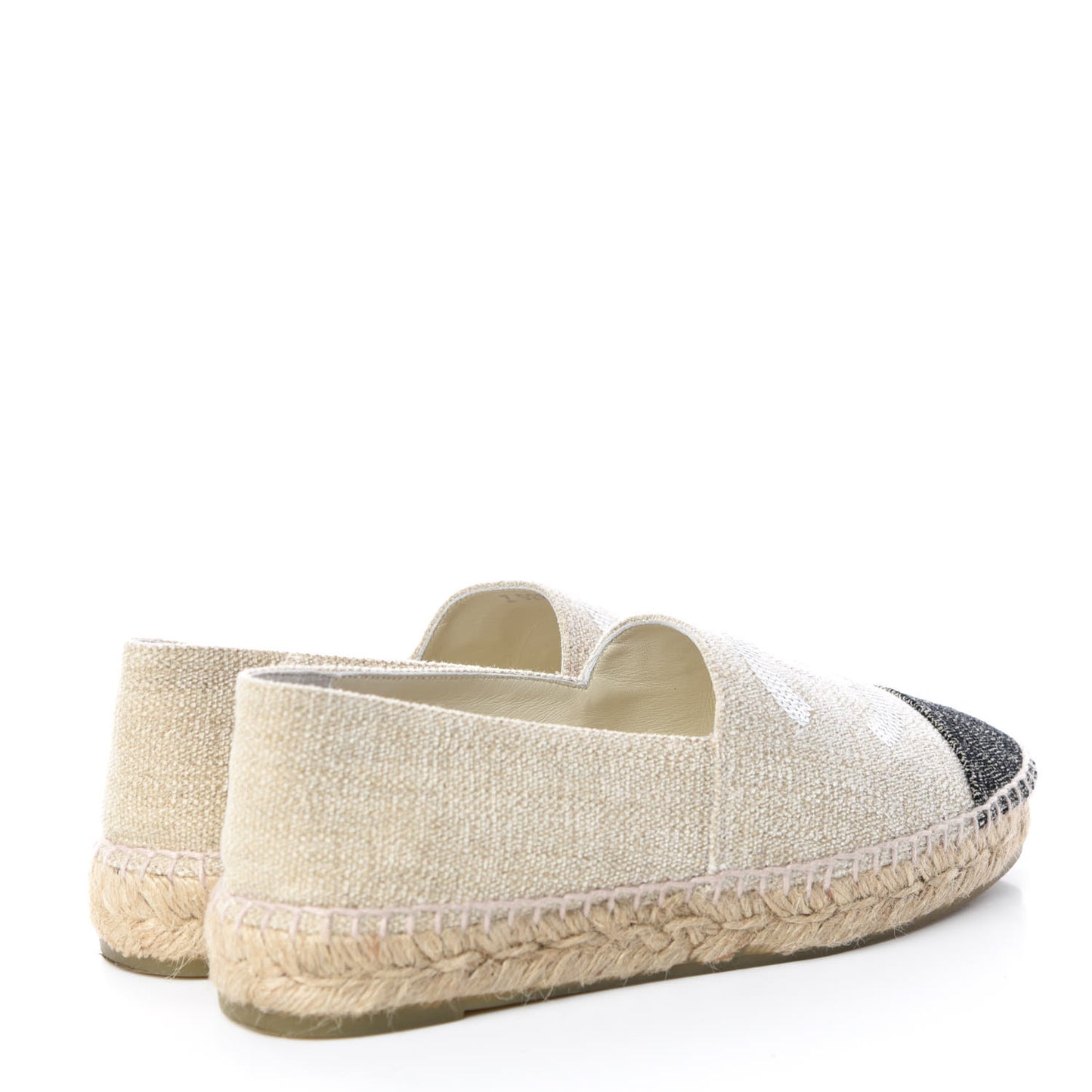 Linen Sequin CC Espadrilles 37 Beige Black