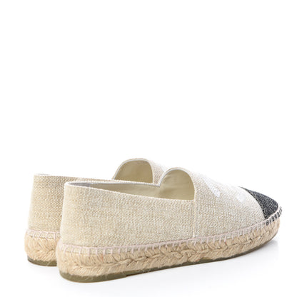 Chanel Linen Sequin CC Espadrilles 37 Beige Black 4 of 12