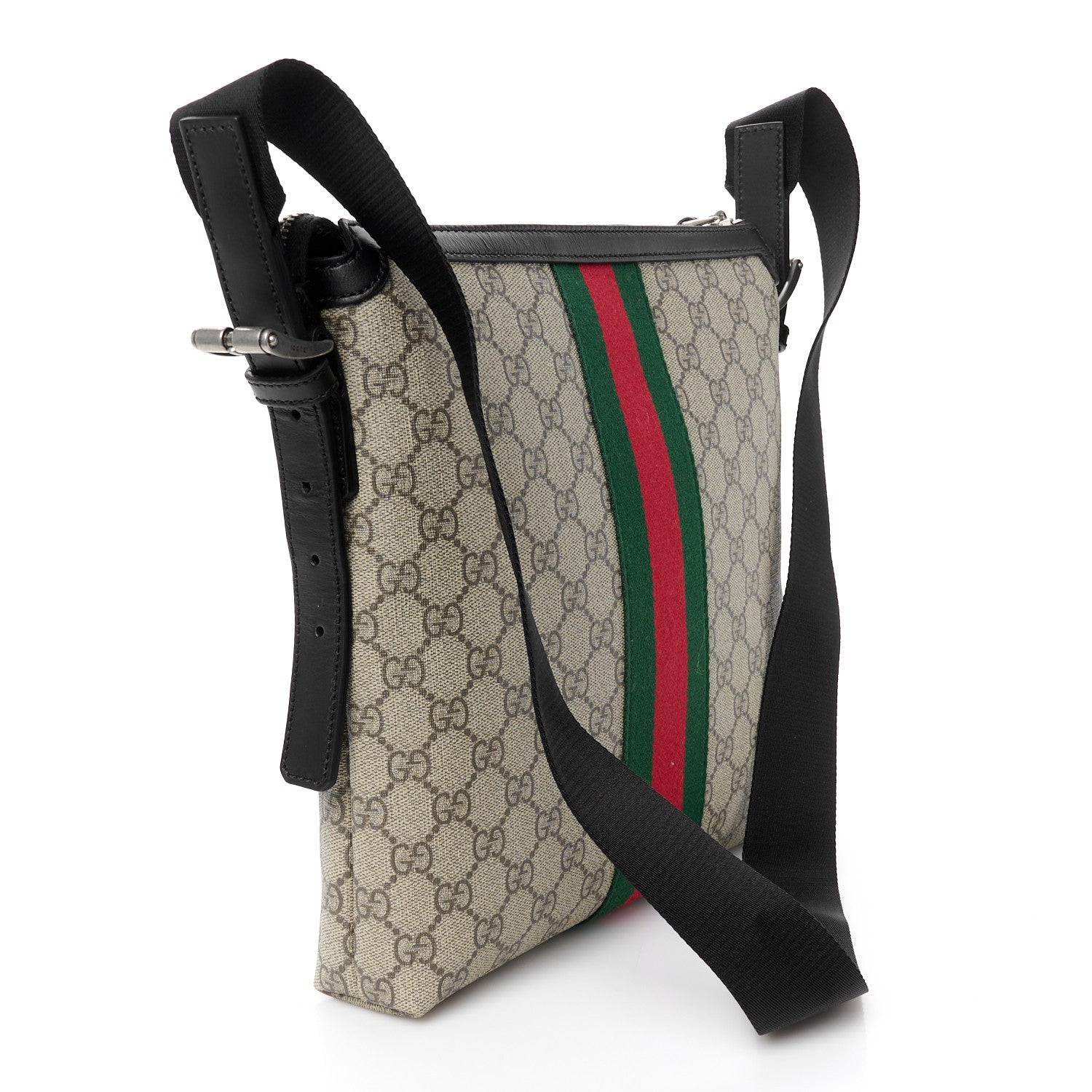 Gucci GG Supreme Monogram Web Messenger Bag Black 3 of 10