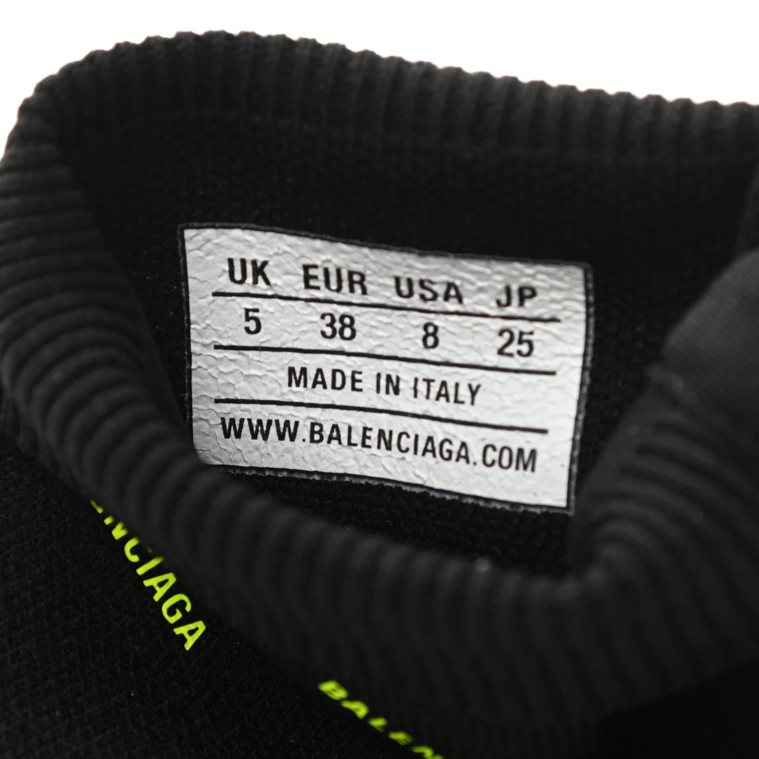 Balenciaga Neoprene Knit Allover Logo Womens Speed Sneakers 38 Black Yellow 6 of 9