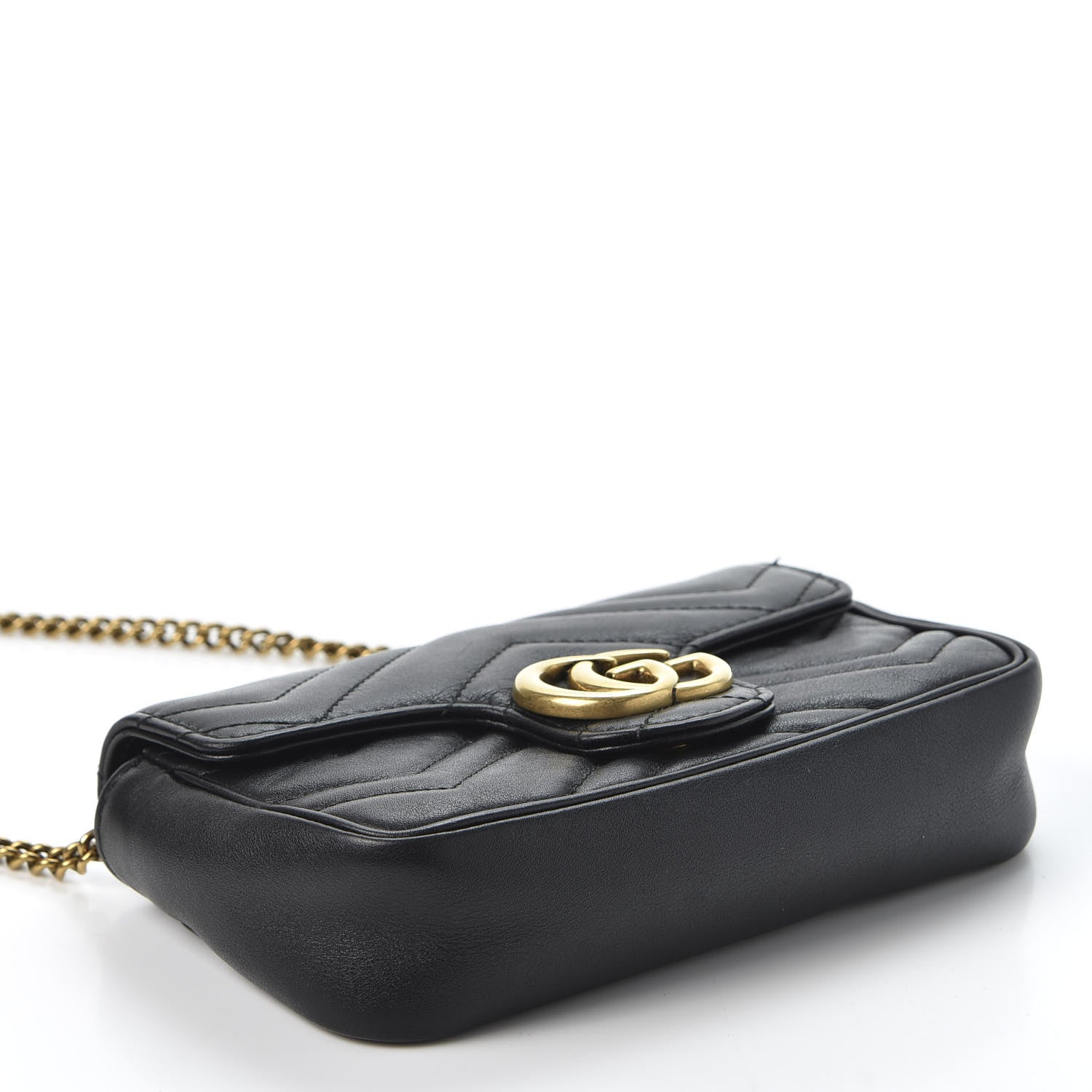 Gucci Calfskin Matelasse Super Mini GG Marmont Shoulder Bag Black 3 of 10