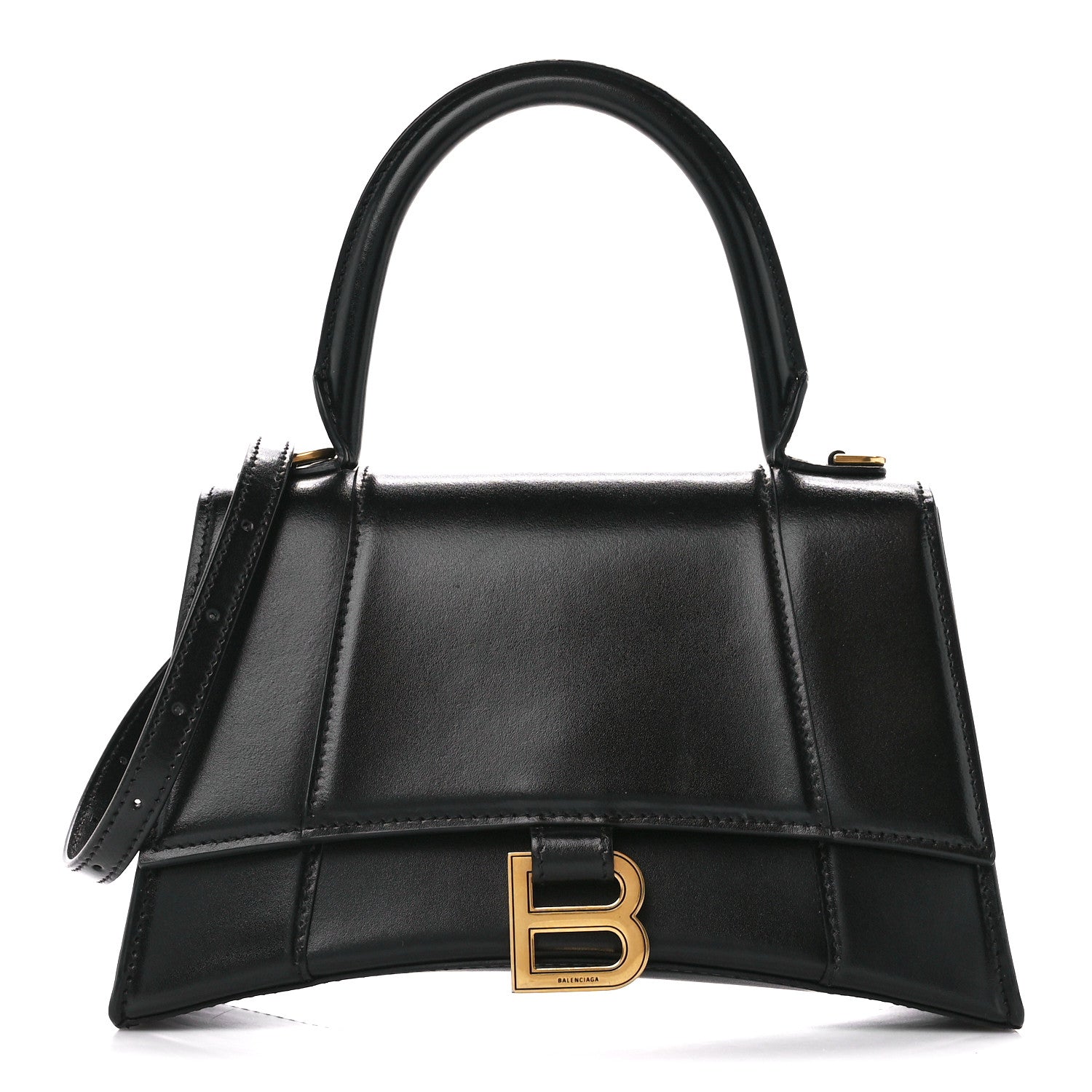 Balenciaga Shiny Box Calfskin Small Hourglass Top Handle Bag Black 1 of 11