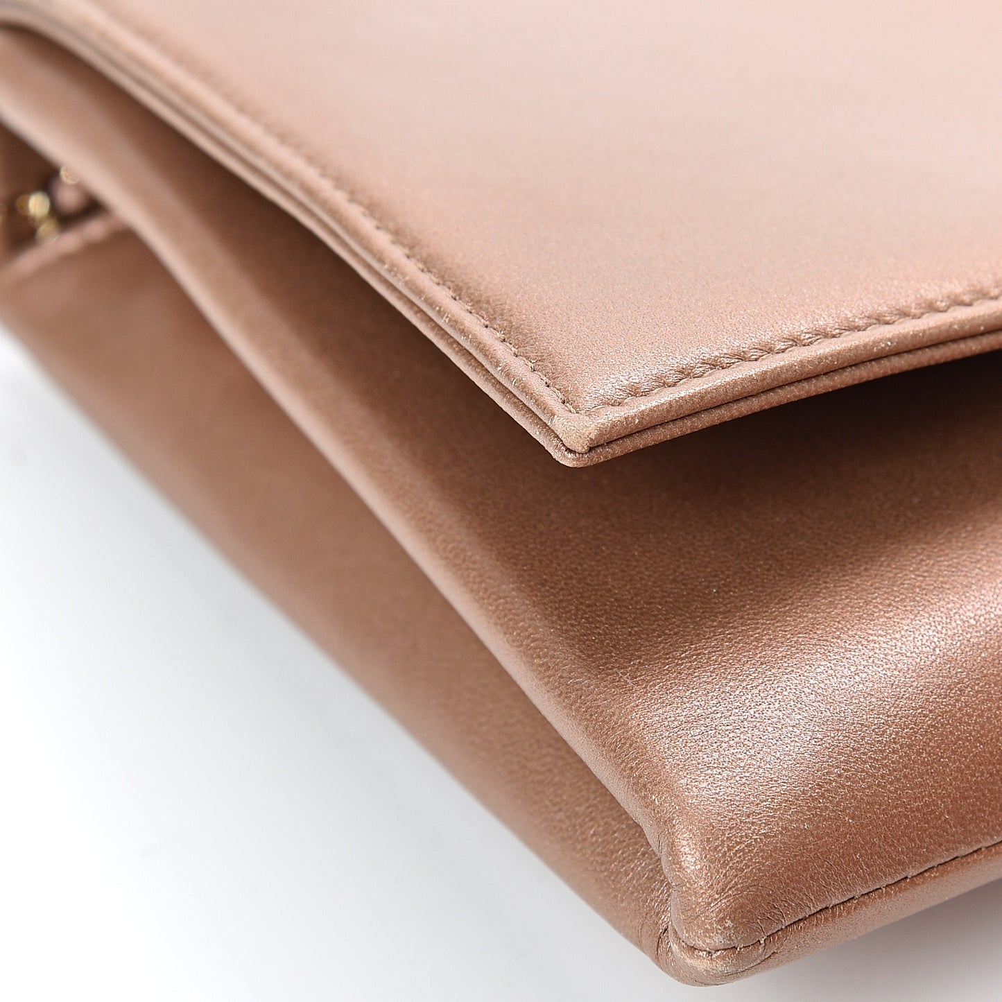 Metallic Calfskin CC Small Flap Bronze