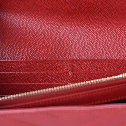Saint Laurent Grain De Poudre Matelasse Chevron Monogram Flap Wallet Red 7 of 17