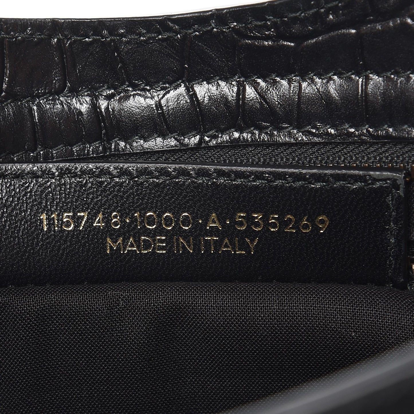 Calfskin Crocodile Embossed Classic Hardware City Black