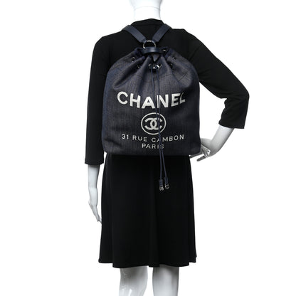Chanel Denim Large Deauville Backpack Dark Blue 2 of 9