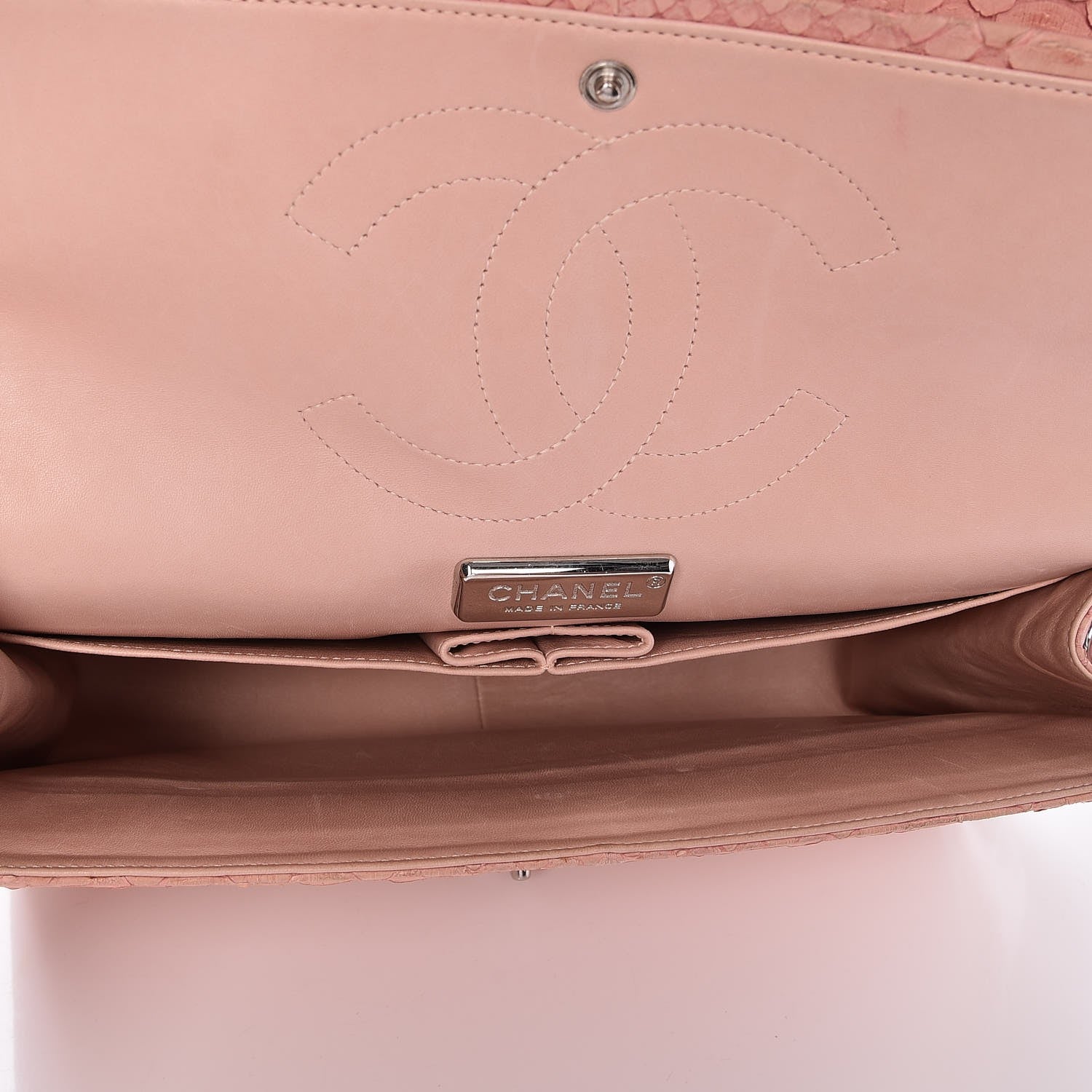 Chanel Matte Python Jumbo Double Flap Pink 6 of 8