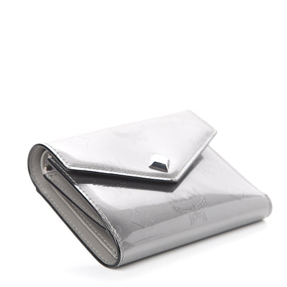 MCM Patent Monogram Three Fold Wallet Grey 3 of 6