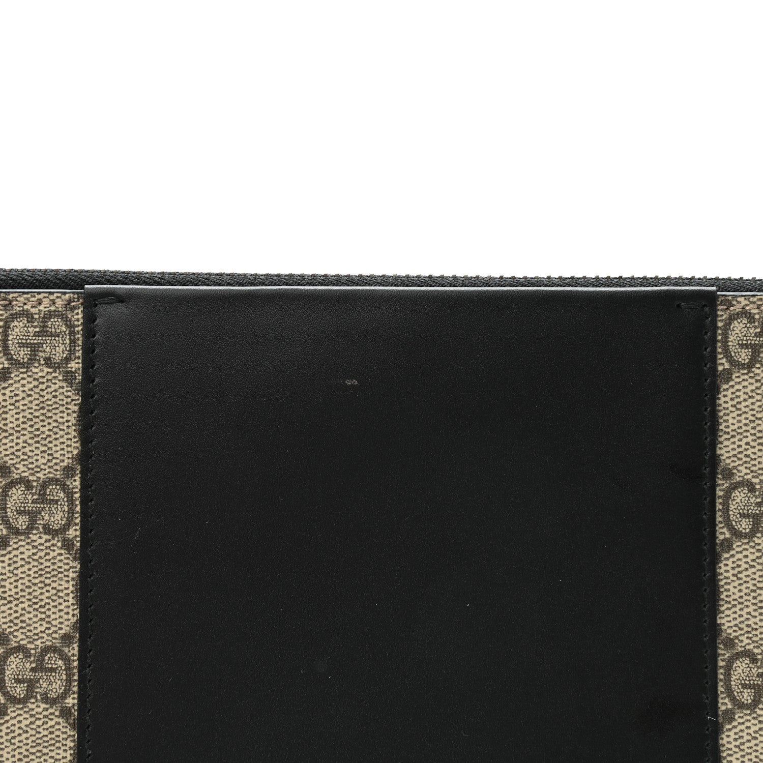 Gucci GG Supreme Monogram Zip Wristlet Pouch Beige Black 1087614