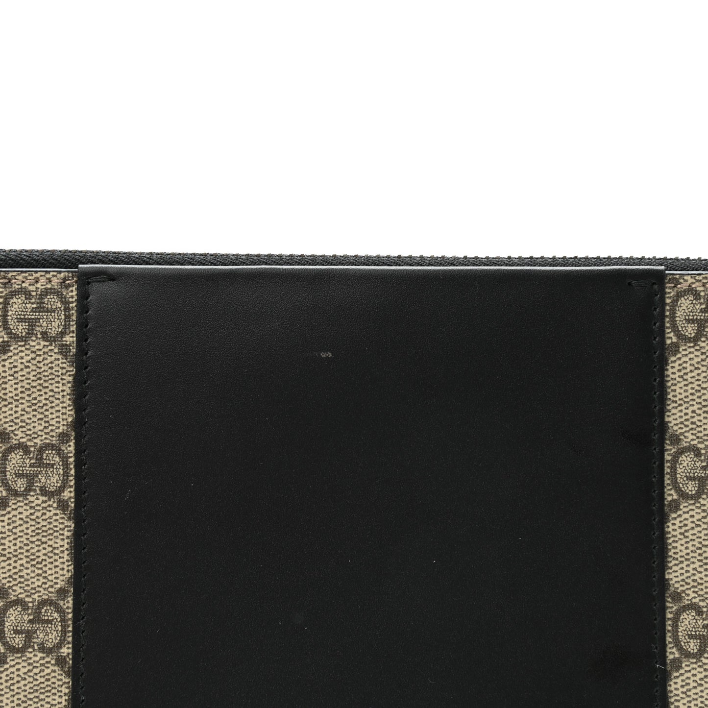 GG Supreme Monogram Zip Wristlet Pouch Beige Black