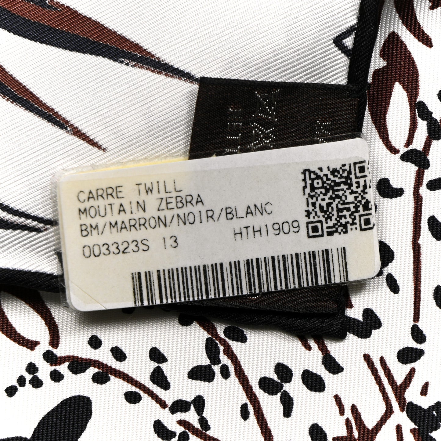 Silk Mountain Zebra Scarf 90 Marron Black White