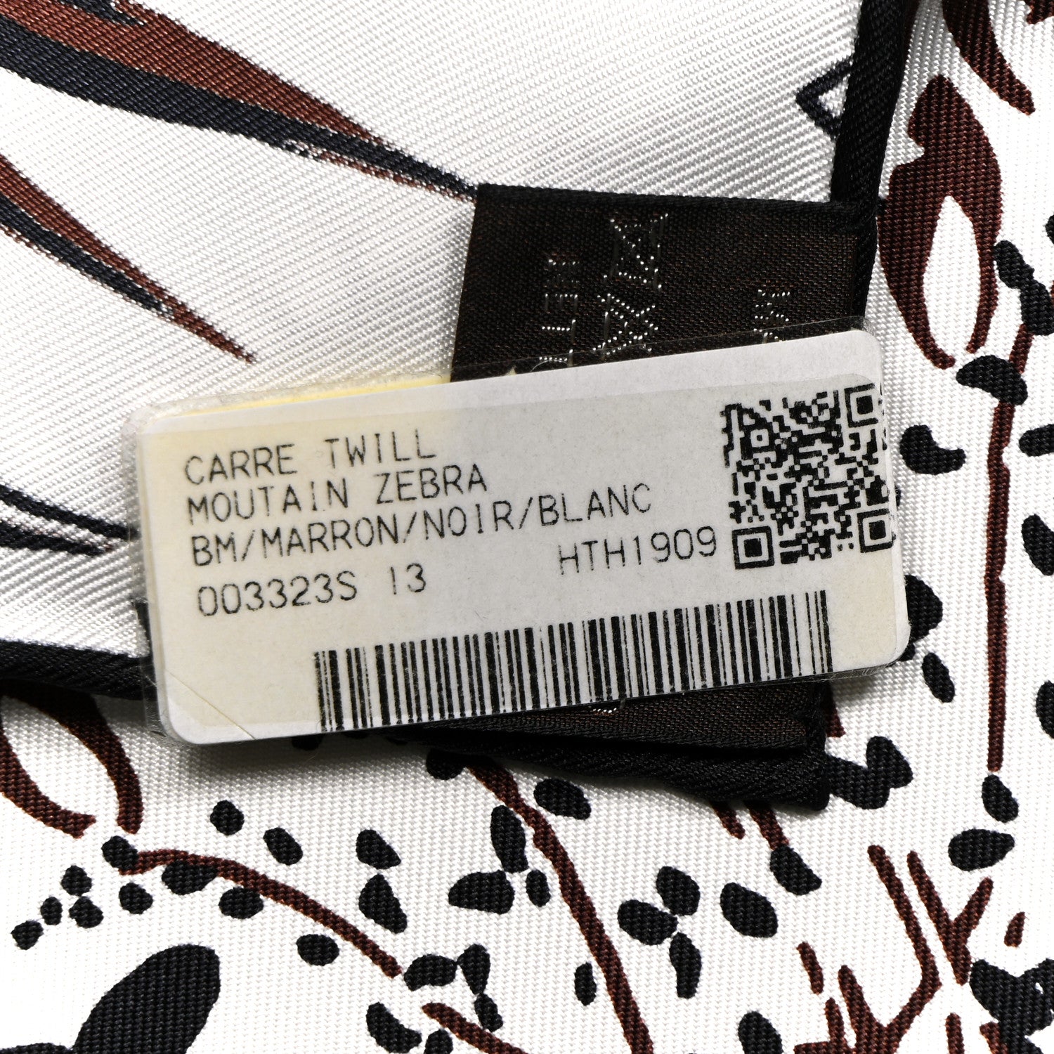 Hermes Silk Mountain Zebra Scarf 90 Marron Black White 2 of 4