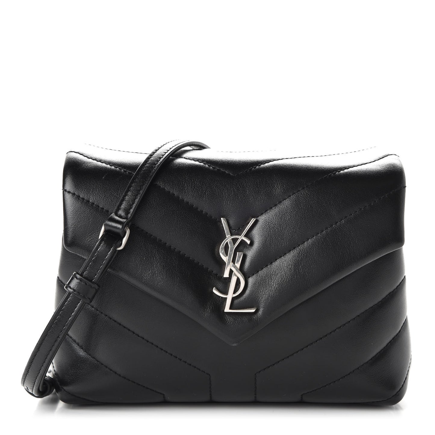 Calfskin Y Quilted Monogram Toy Loulou Crossbody Bag Black
