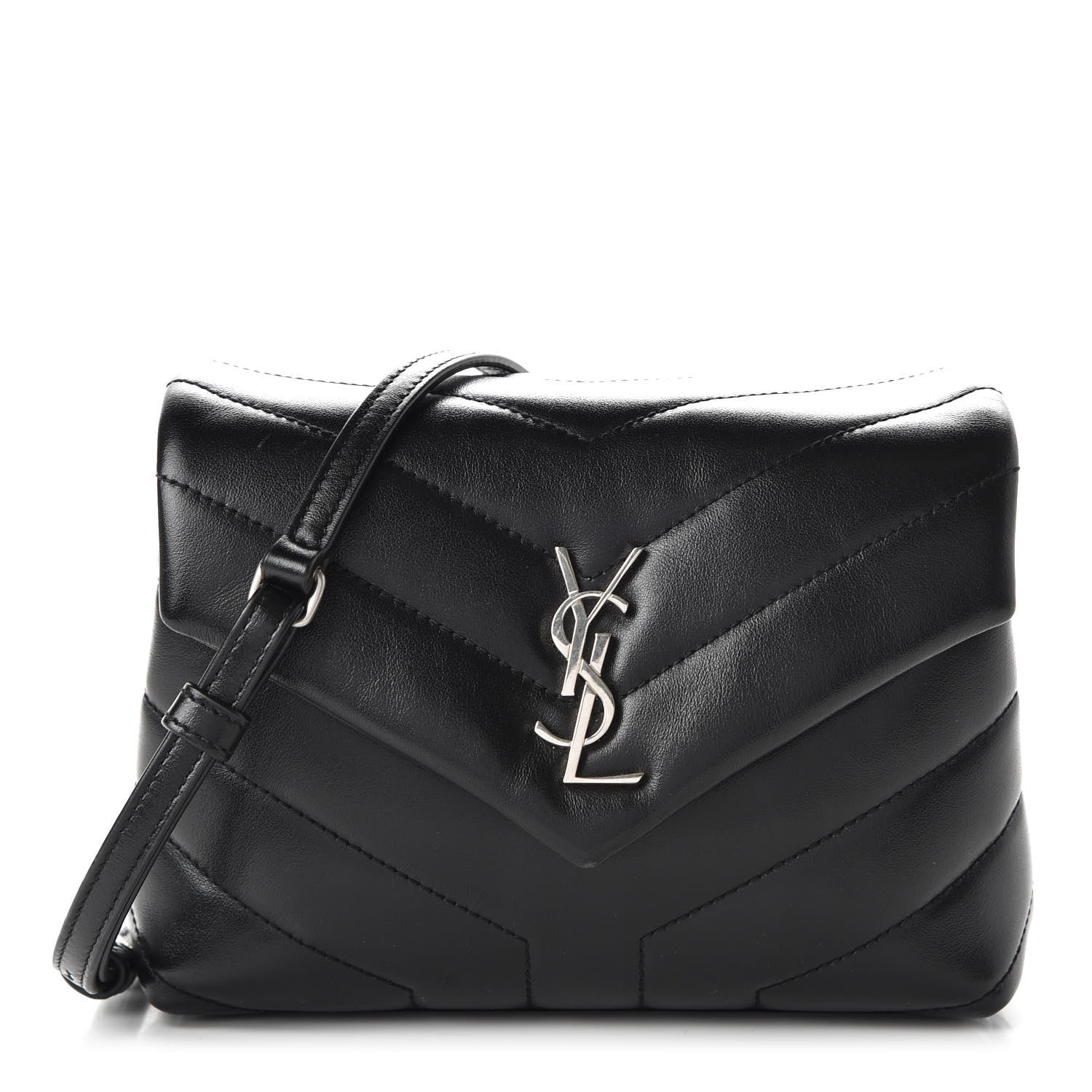 Saint Laurent Calfskin Y Quilted Monogram Toy Loulou Crossbody Bag Black 1 of 9