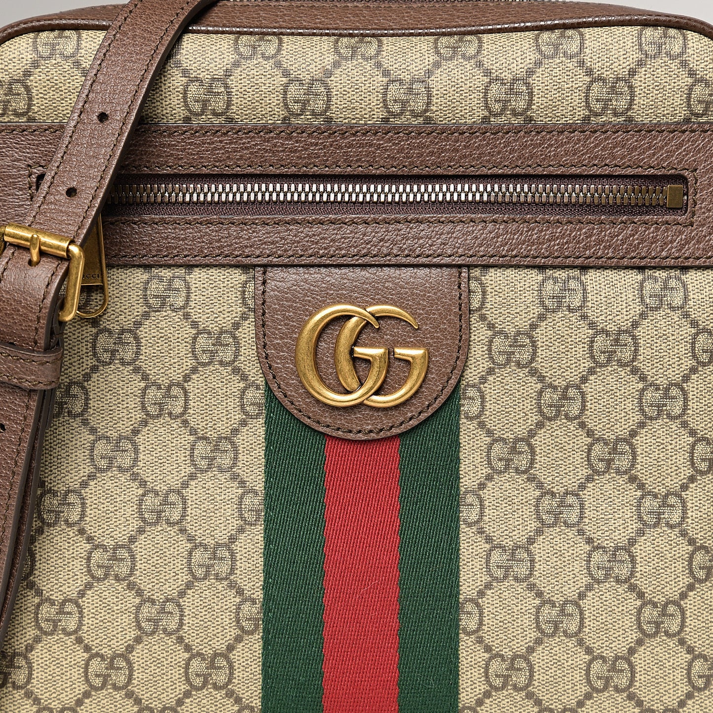 GG Supreme Monogram Web Small Ophidia Messenger Bag Brown