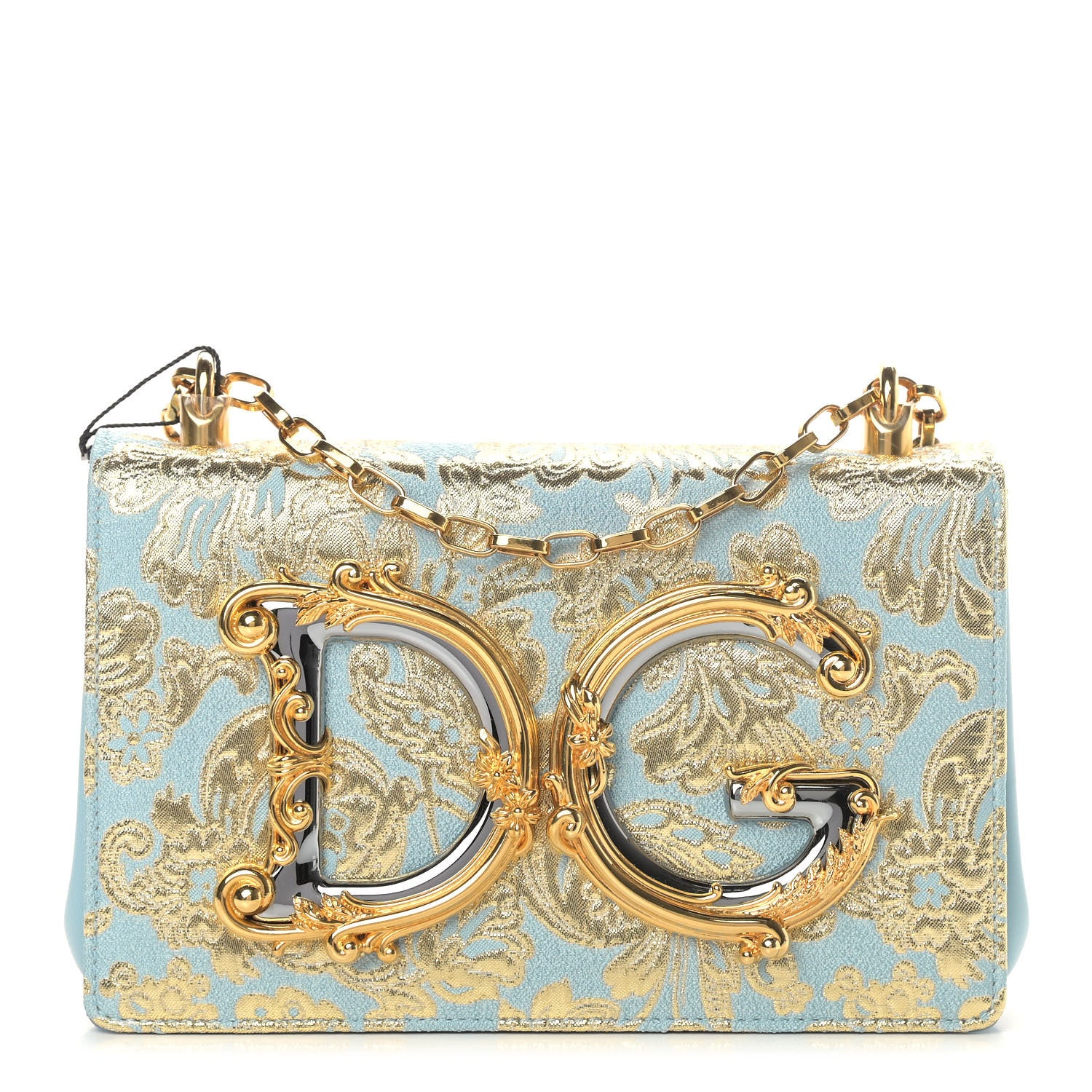 Dolce & Gabbana Brocade DG Girls Shoulder Bag Light Blue 1 of 8