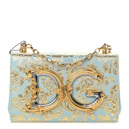 Dolce & Gabbana Brocade DG Girls Shoulder Bag Light Blue 1 of 8