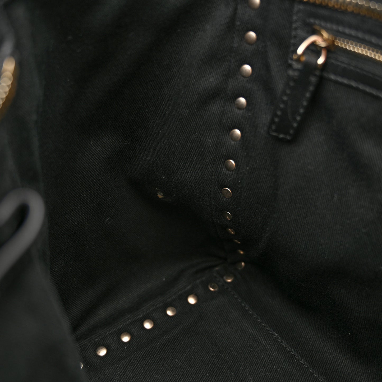 Vitello Rockstud Double Handle Tote Black