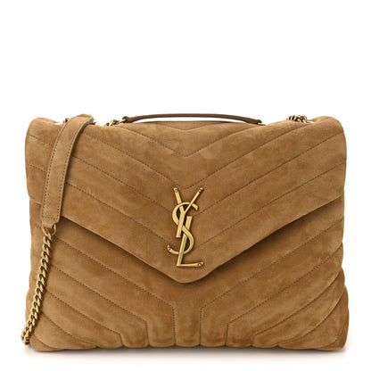 Saint Laurent Suede Y Quilted Monogram Medium Loulou Chain Satchel Cinnamon 1 of 19