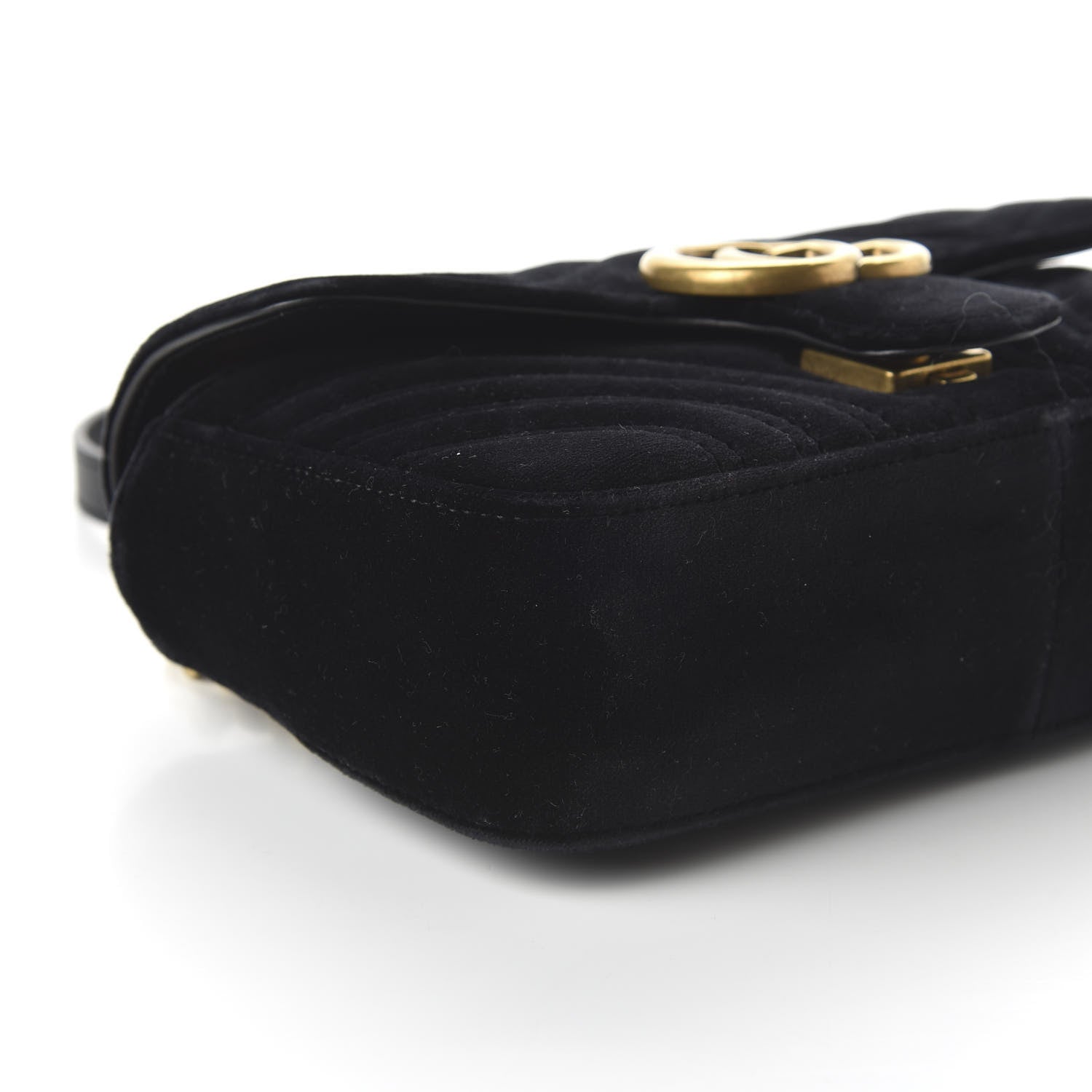 Gucci Velvet Matelasse Mini GG Marmont Shoulder Bag Black 6 of 10