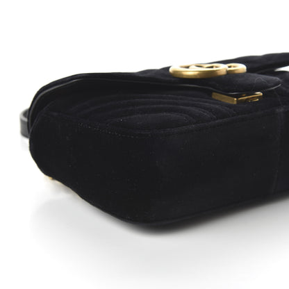 Gucci Velvet Matelasse Mini GG Marmont Shoulder Bag Black 6 of 10