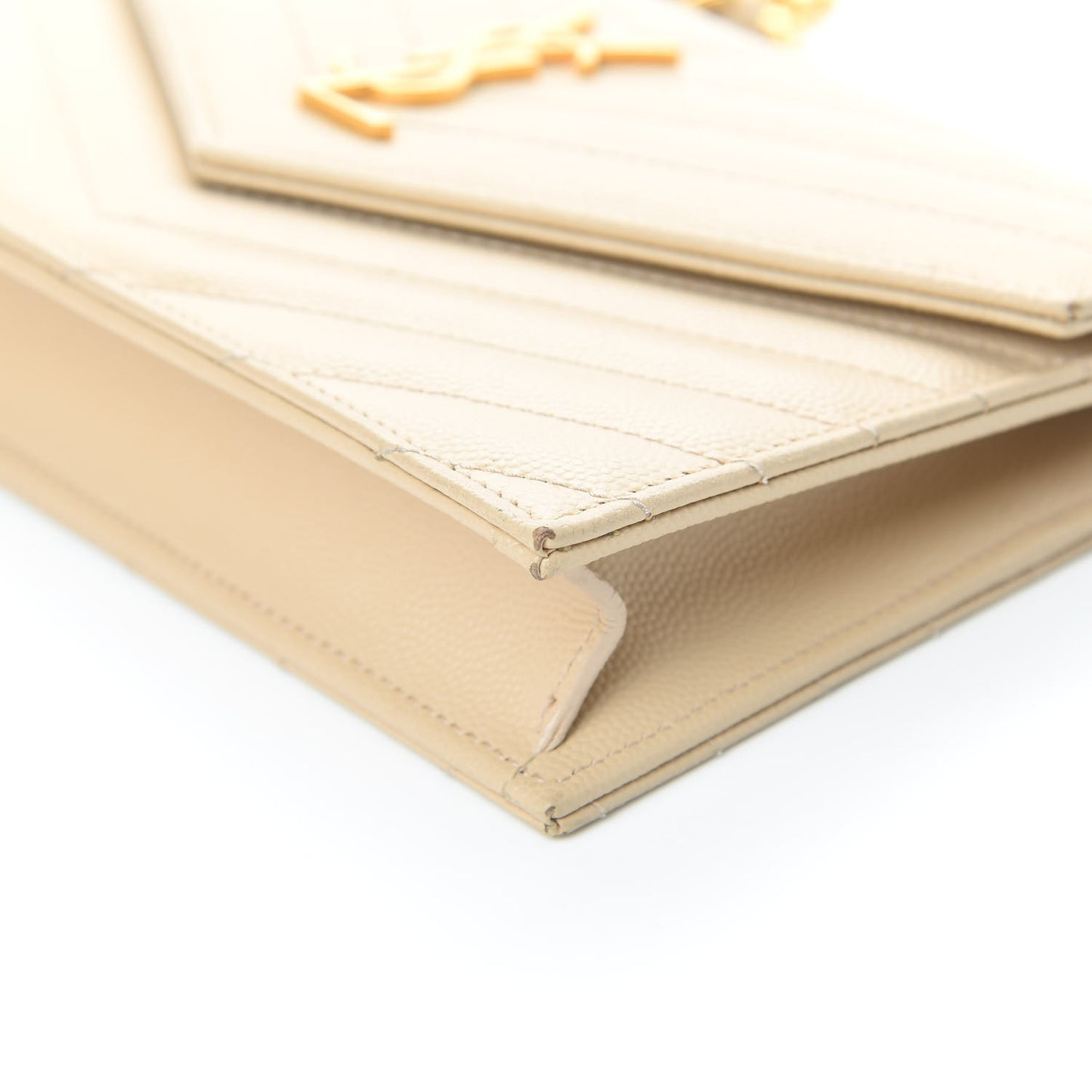 Grain De Poudre Matelasse Chevron Monogram Envelope Chain Wallet Nude Powder