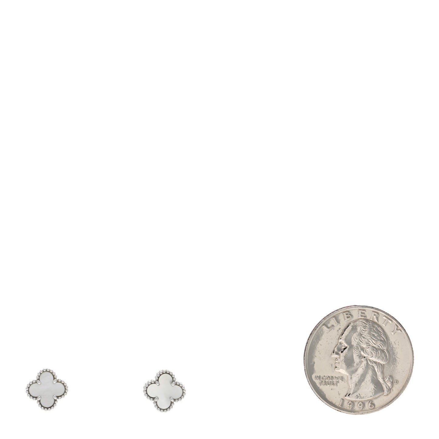 18K White Gold Mother of Pearl Sweet Alhambra Earrings