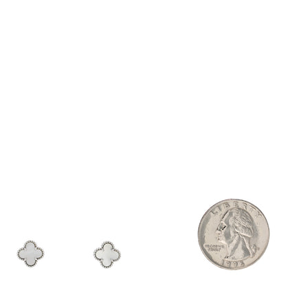 Van Cleef & Arpels 18K White Gold Mother of Pearl Sweet Alhambra Earrings 2 of 5