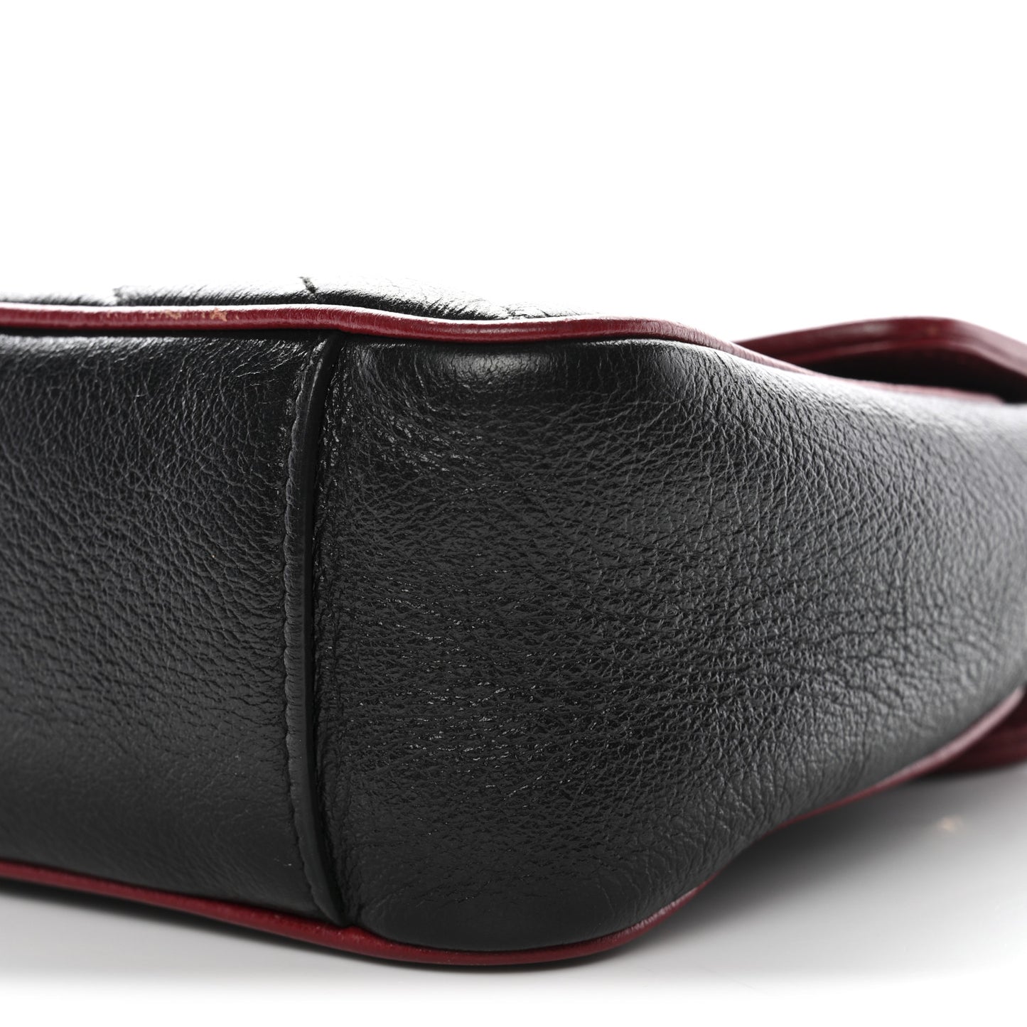Vintage Effect Calfskin Matelasse Diagonal Small Torchon GG Marmont Shoulder Bag Black Romantic Cherry