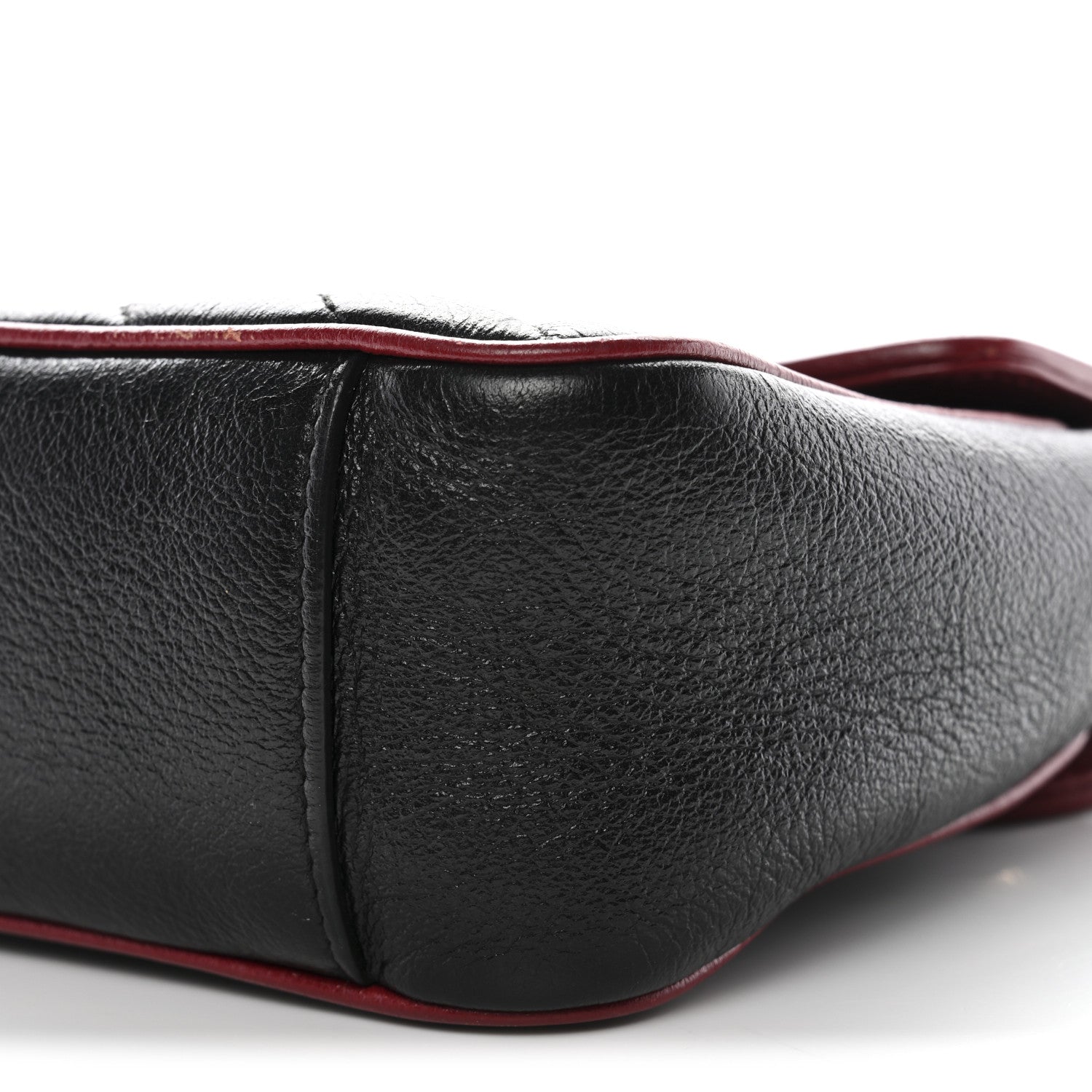 Gucci Vintage Effect Calfskin Matelasse Diagonal Small Torchon GG Marmont Shoulder Bag Black Romantic Cherry 10 of 11