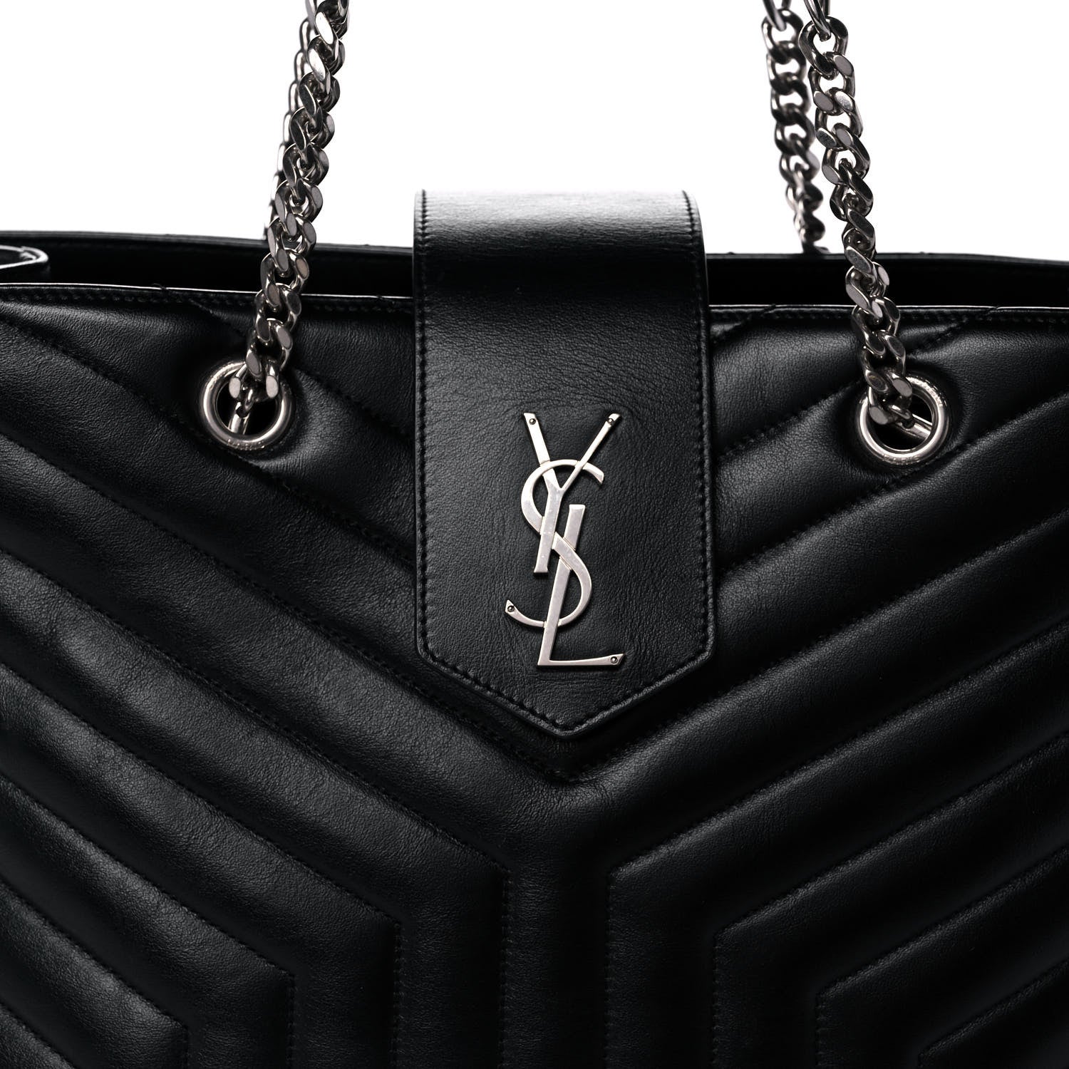 Saint Laurent Calfskin Y Quilted Monogram Large Loulou Shopper Black 9 of 13