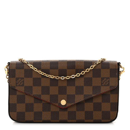 Louis Vuitton Damier Ebene Pochette Felicie Chain Wallet 1 of 9