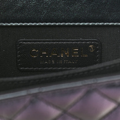Chanel Iridescent Calfskin Quilted North South Boy Flap Black 6 of 9