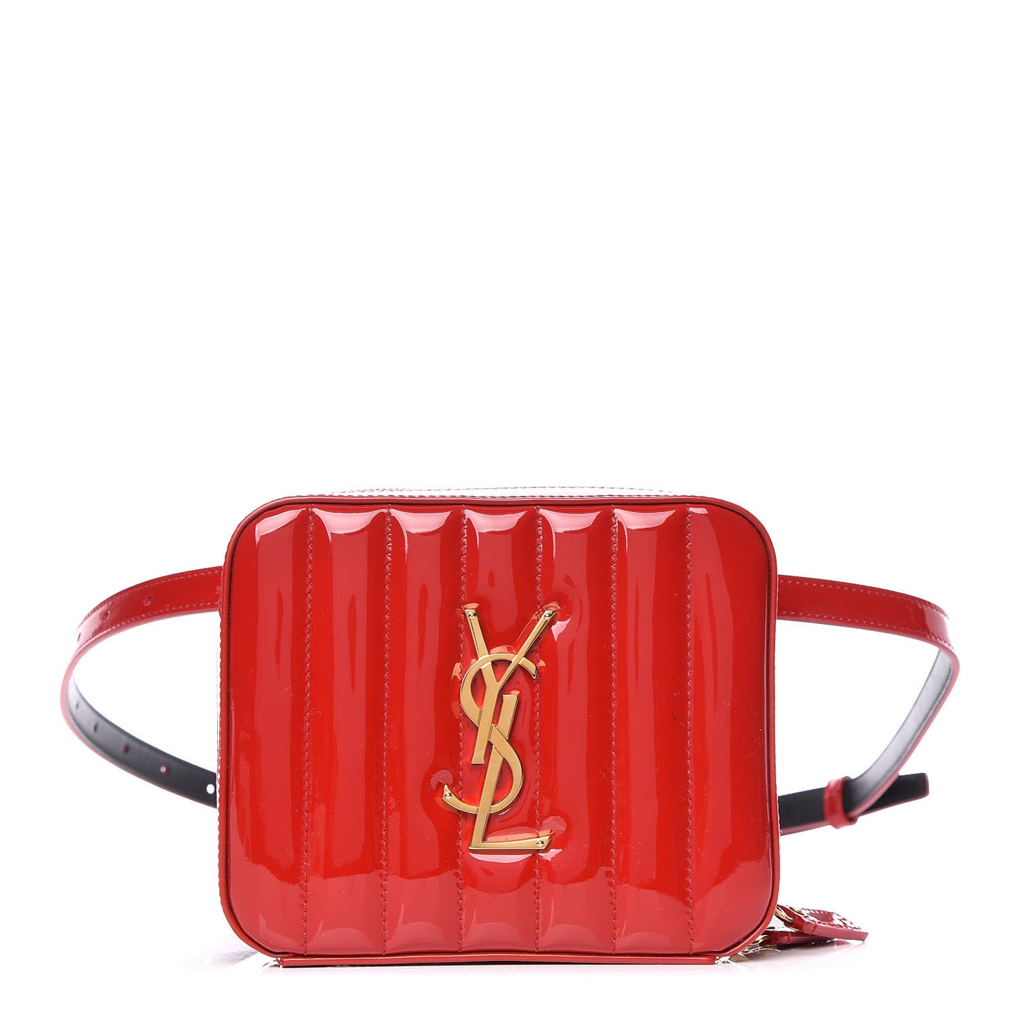 Patent Matelasse Vicky Monogram Belt Bag Red