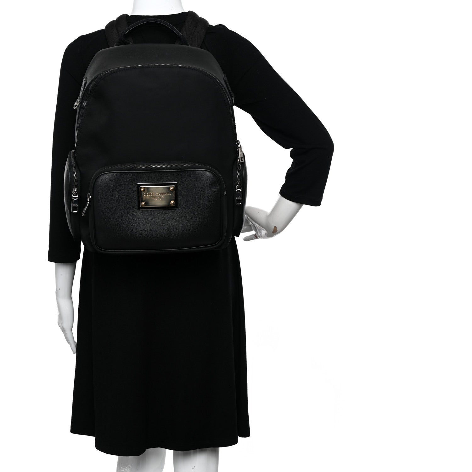 Dolce & Gabbana Nylon Grainy Calfskin Backpack Black 1444275 – FASHIONPHILE