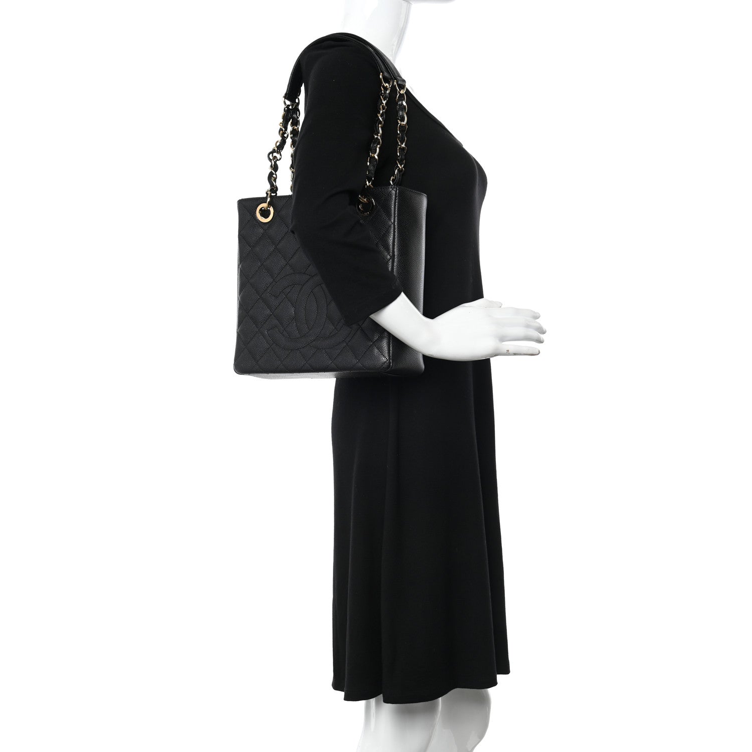 Chanel Caviar Quilted Petit Shopping Tote PST Black 2 of 11