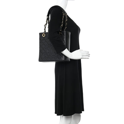 Chanel Caviar Quilted Petit Shopping Tote PST Black 2 of 11