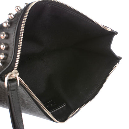 Fendi Vitello Elite Mink Fur Studded Karlito Zip Pouch Black 5 of 7