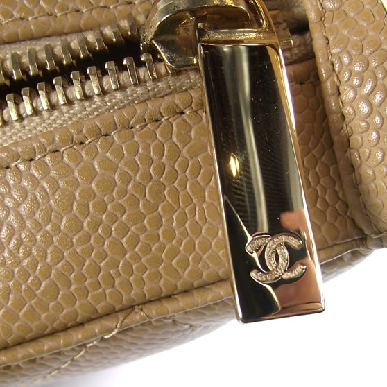 Caviar Quilted Hobo Beige