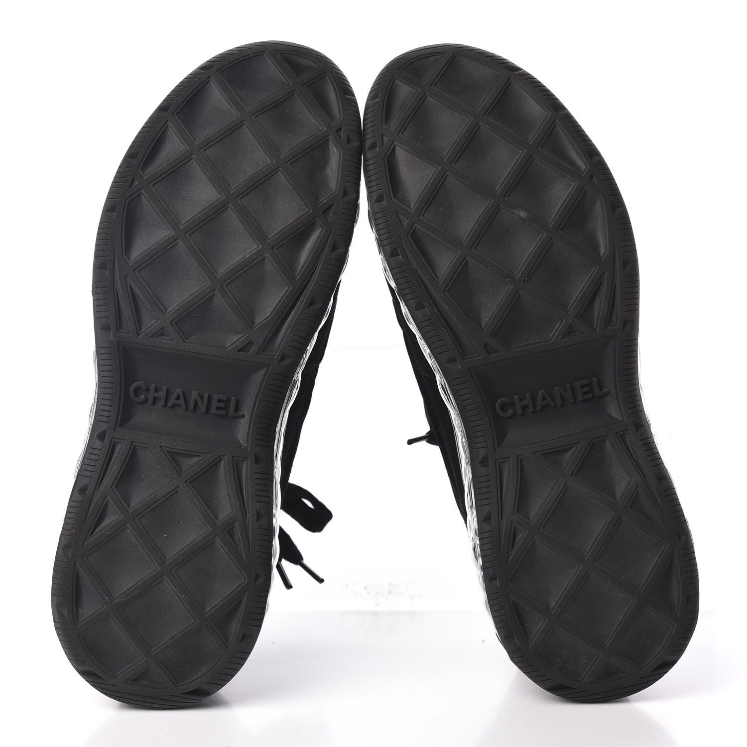 Chanel Suede Calfskin Velvet Grosgrain CC Sneakers 37.5 Black 5 of 10