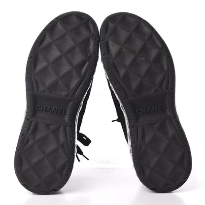 Chanel Suede Calfskin Velvet Grosgrain CC Sneakers 37.5 Black 5 of 10