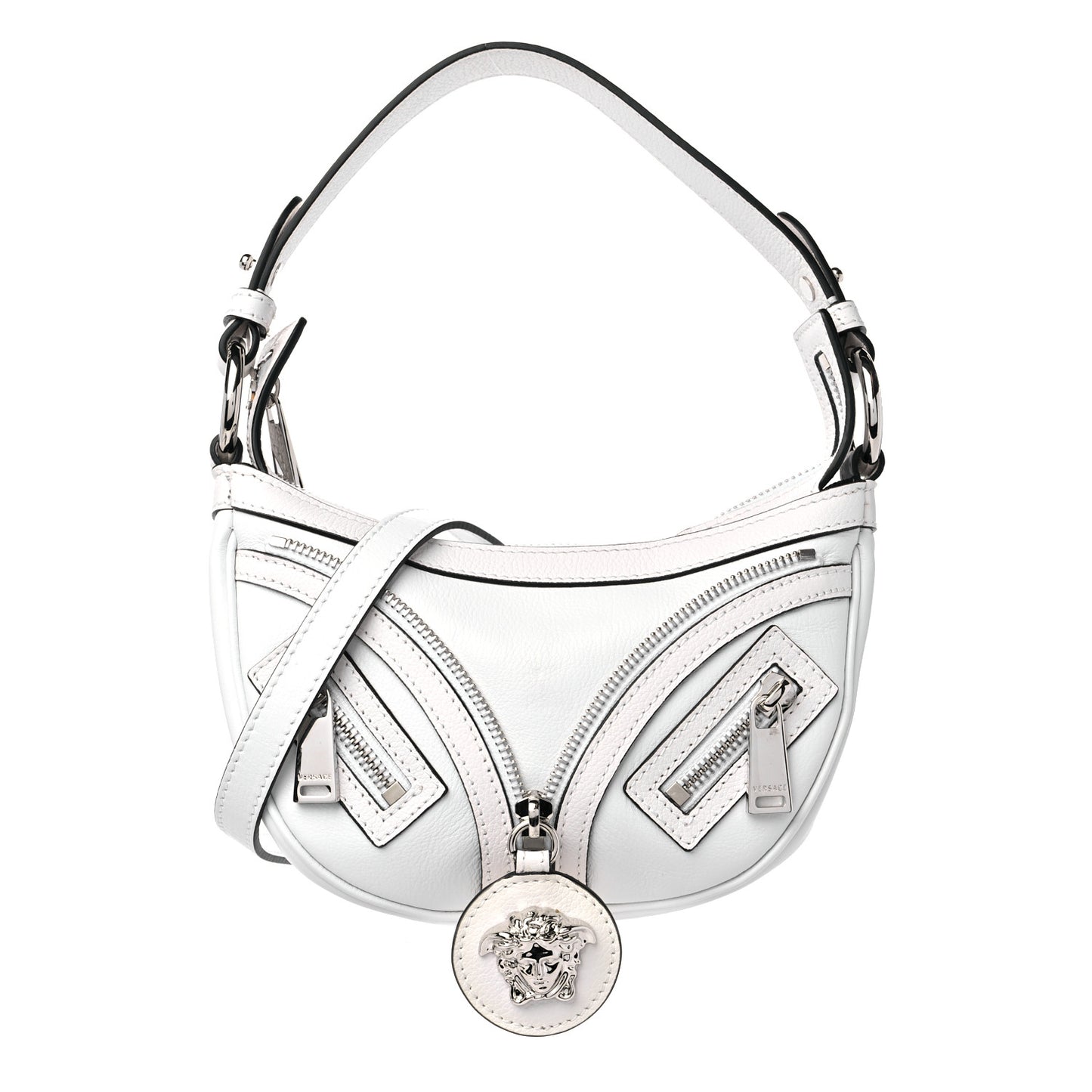 Calfskin Mini Repeat Zip Hobo White