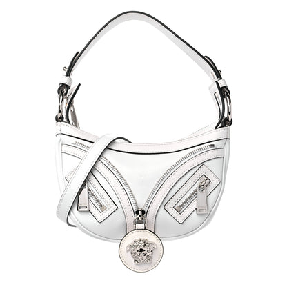 Versace Calfskin Mini Repeat Zip Hobo White 1 of 8