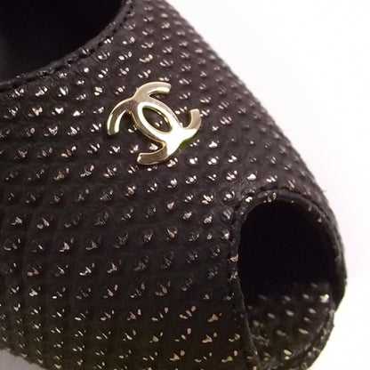 Chanel Gold Speckled Peep Toes 38.5 8 of 8