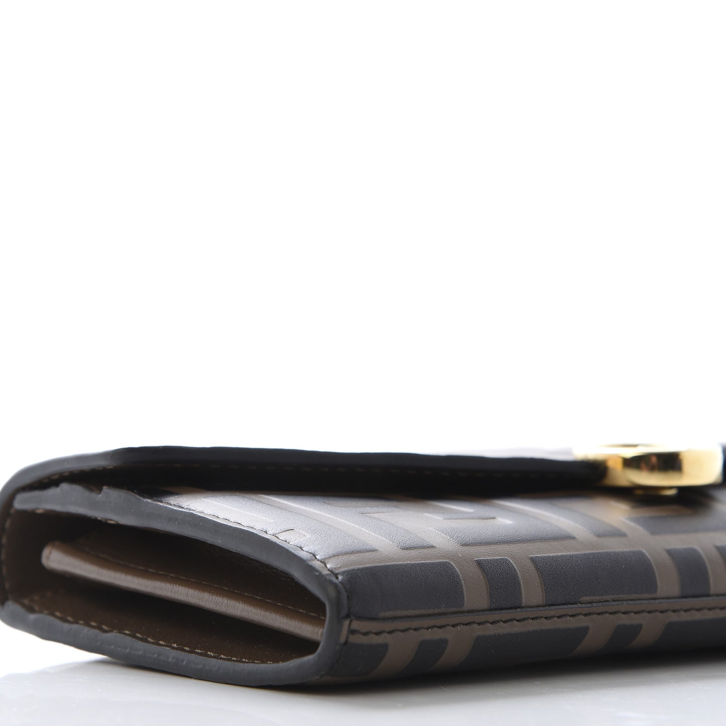 Vitello Soft F is Fendi Bi-Color FF 1974 Embossed Continental Envelope Wallet Maya Black
